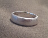 Organic Wedding Ring Fine Silver Band Recycled Fused Wide Matte Platinum Luster Unisex Woman Mans Wedding Ring JJDLJewelryArt