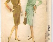 1960 Raglan Sleeve Belted Dress Pattern Bust 36