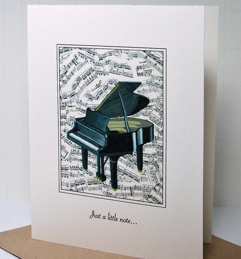 Piano and Music Notes Note Cards