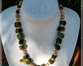 Necklace "Spring" with Felt Pearls