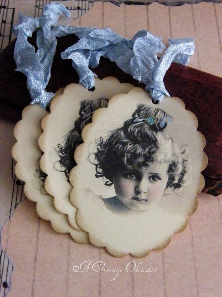 Handmade Victorian Girl Gift Tags by avintageobsession on etsy