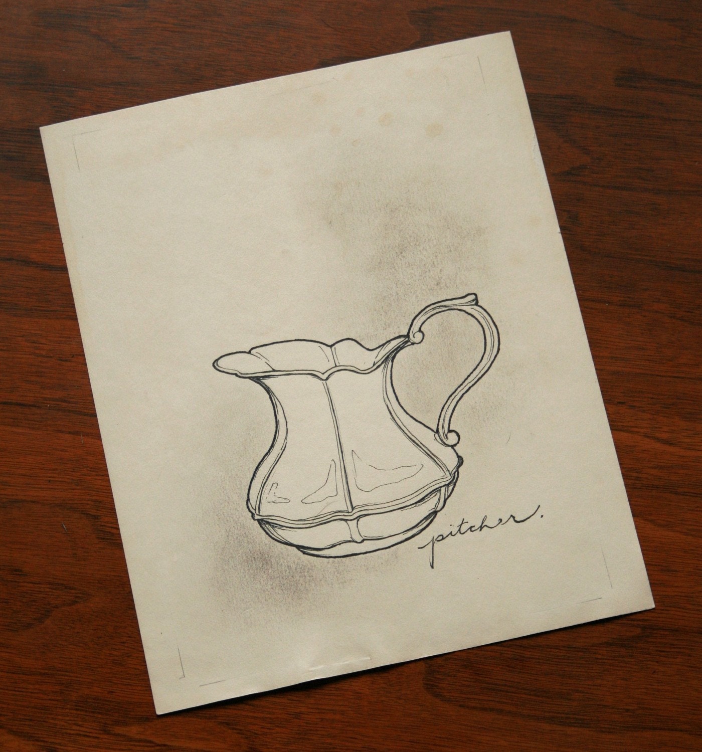original pitcher line drawing- 5x7