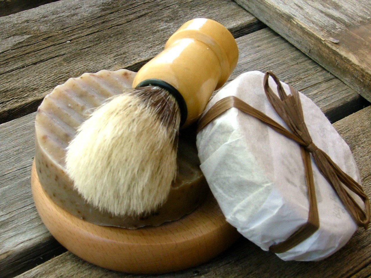 Wooden Mens Shaving Kit Handmade Soap Shaving Brush