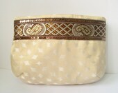 Gold Brocade Clutch Purse Bronze Lace embellishment