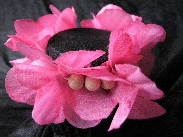 Pink flower scrunchie
