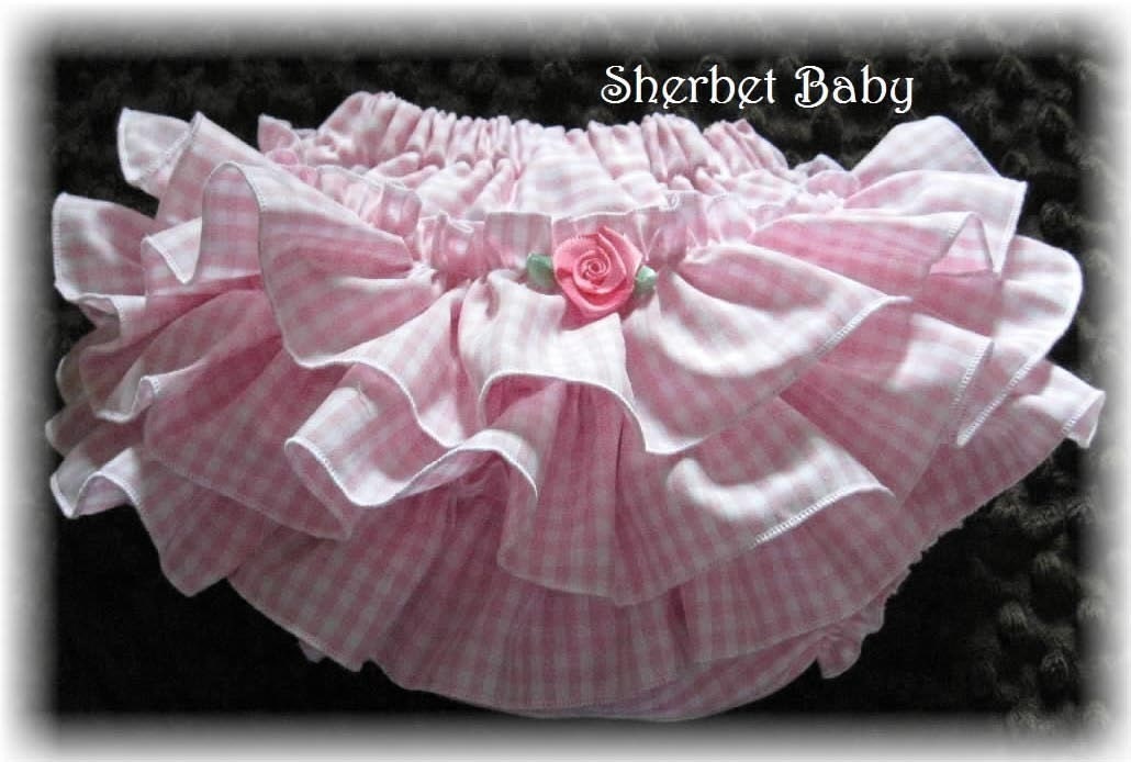 Pink Gingham Sassy Pants Ruffle Diaper Cover Bloomers with Bow