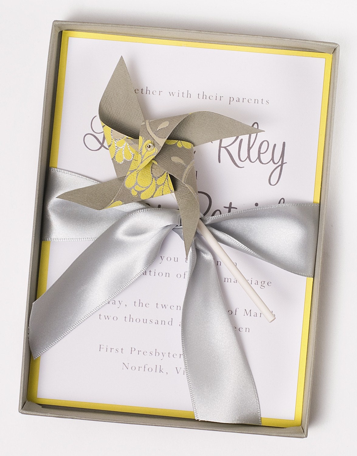 Luxury, Boxed, Summer Wedding Pinwheels Invitation - Summer Slate