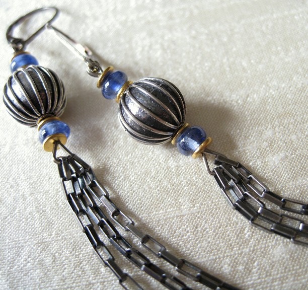 Tassel Earrings Kyanite Sterling 22K Vermeil