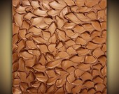 ORIGINAL Abstract Painting on Canvas Copper- Orange Metallic Textured Modern Palette Knife Art MIX and MATCH by Susanna