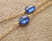 SALE  Faceted Kyanite and Gold Filled Chain Link Earrings   SALE