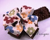 Brown Floral Bow with Headband