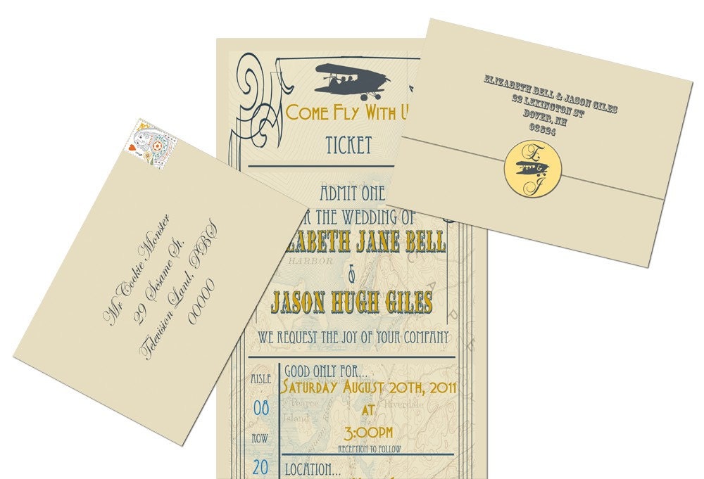 Airplane Ticket Invitation- DIY Print Seal and Send