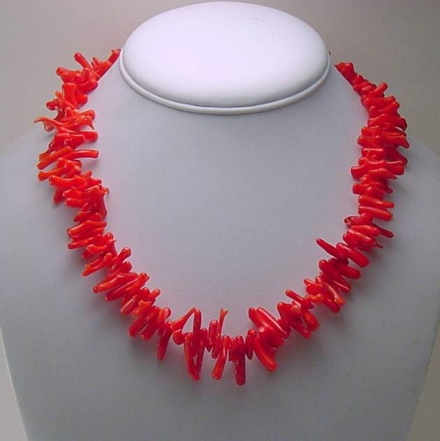 Red Branch Coral Sterling Silver Necklace Japan Vintage 1940s Jewelry