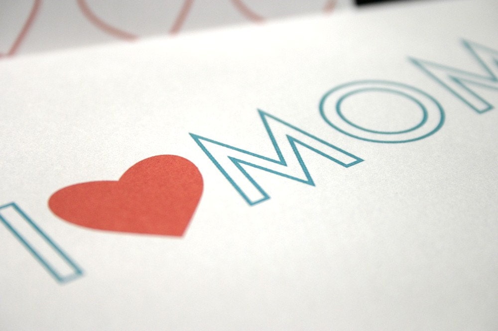 I Heart Mom Mother's Day Greeting Card - teal & red