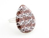Fashion Ring Cheetah Polymer Clay Button Ring Teardrop