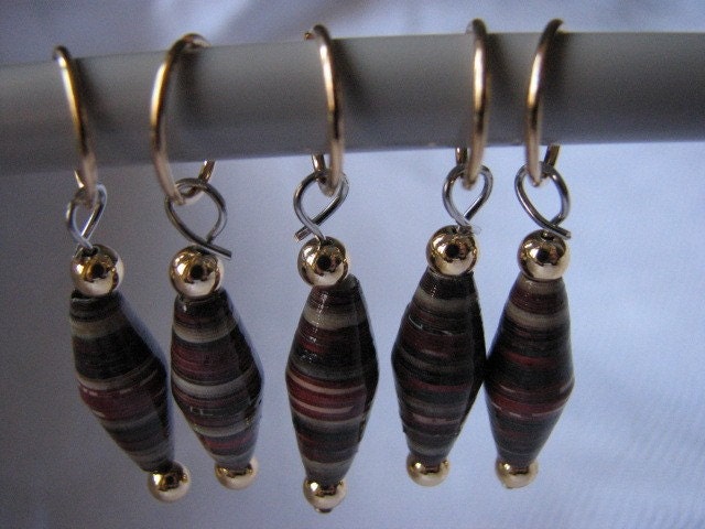 Set of 5 red maroon brown stitch markers