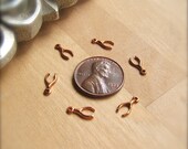 6 Vintage Miniature Metal Wishbone Charms  - Baubles Steampunk in Copper by Bullseyebeads