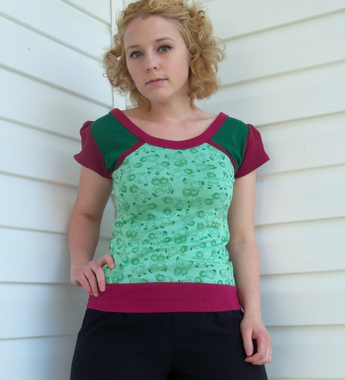 Green Raggedy Ann and Andy shirt - Sale