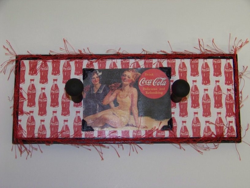 Coca Cola plaque coke rack wooden
