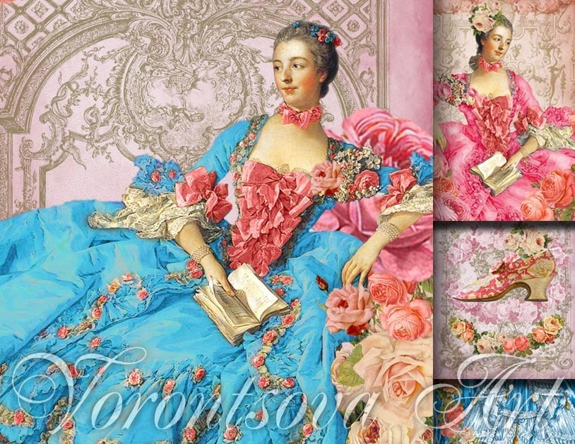 VERSAILLES - Digital Collage Sheet - Printable download -4 images 401c1