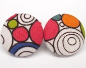 Button Earrings // Psychedelic Craze // 7/8 in // 2.2 cm