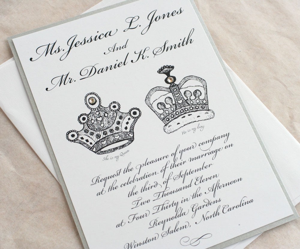 Royal Wedding invitation set King and Queen black and silver