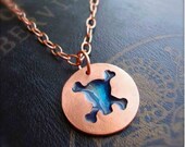 Skull and Crossbones Necklace in Copper and Midnight Blue Resin