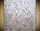 ORIGINAL Abstract Art- Silver Impasto Textured metallic modern Palette Knife painting MIX & MATCH by Susanna
