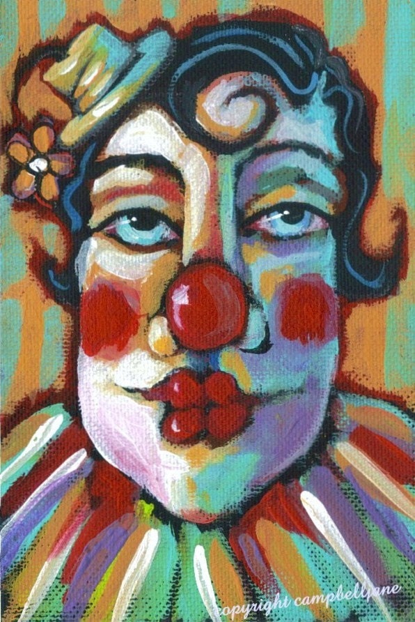 Sneeky Squeeky Happy Soul Carnie Clown Circus Carnival Signed 4 x 6 Print