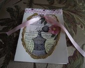 Perfumed Vintage Card Pink  Lace Stones ,Pearls,Flowers , And Germen Glitter
