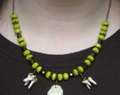 CERVID MARQUISE Elk Deer Tooth Chartreuse Necklace