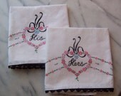 Vintage Embroidered His n Hers Pillow Cases