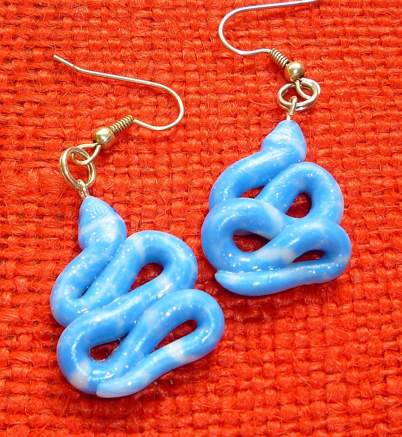Light Blue Snake Earrings Light Blue Sparkley Snake Jewelry