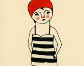 swimmer gocco screen print red