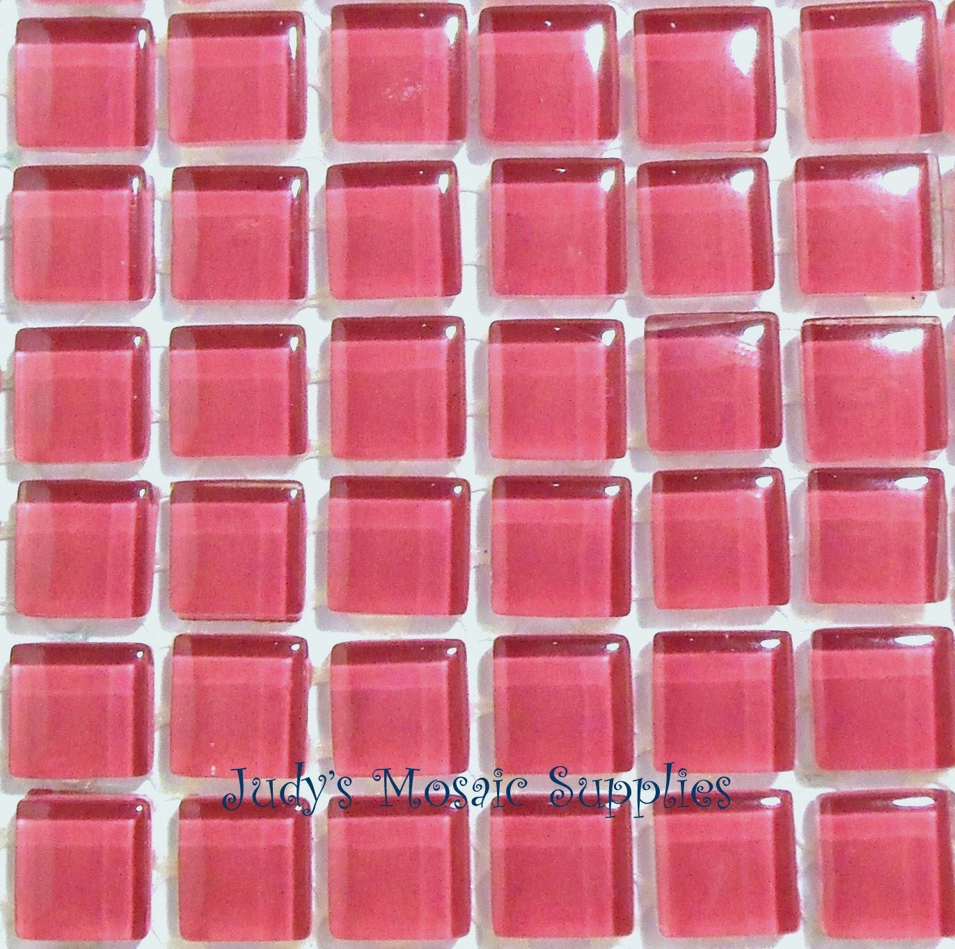 Dark Pink Glass Tiles Mini Tesserae Mosaic Squares - 100 3/8 Inch Tiles