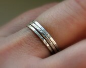Set of 3 Stacker Rings 16g Sterling Silver Hammered Ring