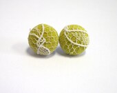 Button Earrings // Yellow // Lace // 1/2 in //1.27 cm