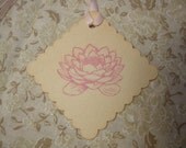 Mini Gift Tag - Pink Waterlily - shabby chic style, ephemera, gift tag, bookmark tag - lotus, water garden - Set of 10