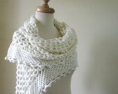 Wedding IVORY SHAWL, Hand CROCHET Wedding Gown, Elegant For Brides Very Soft Scarf. Spring Fashion