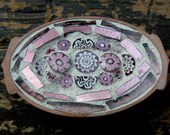 Millefiori Mosaic Brooch in Pink and Mauve