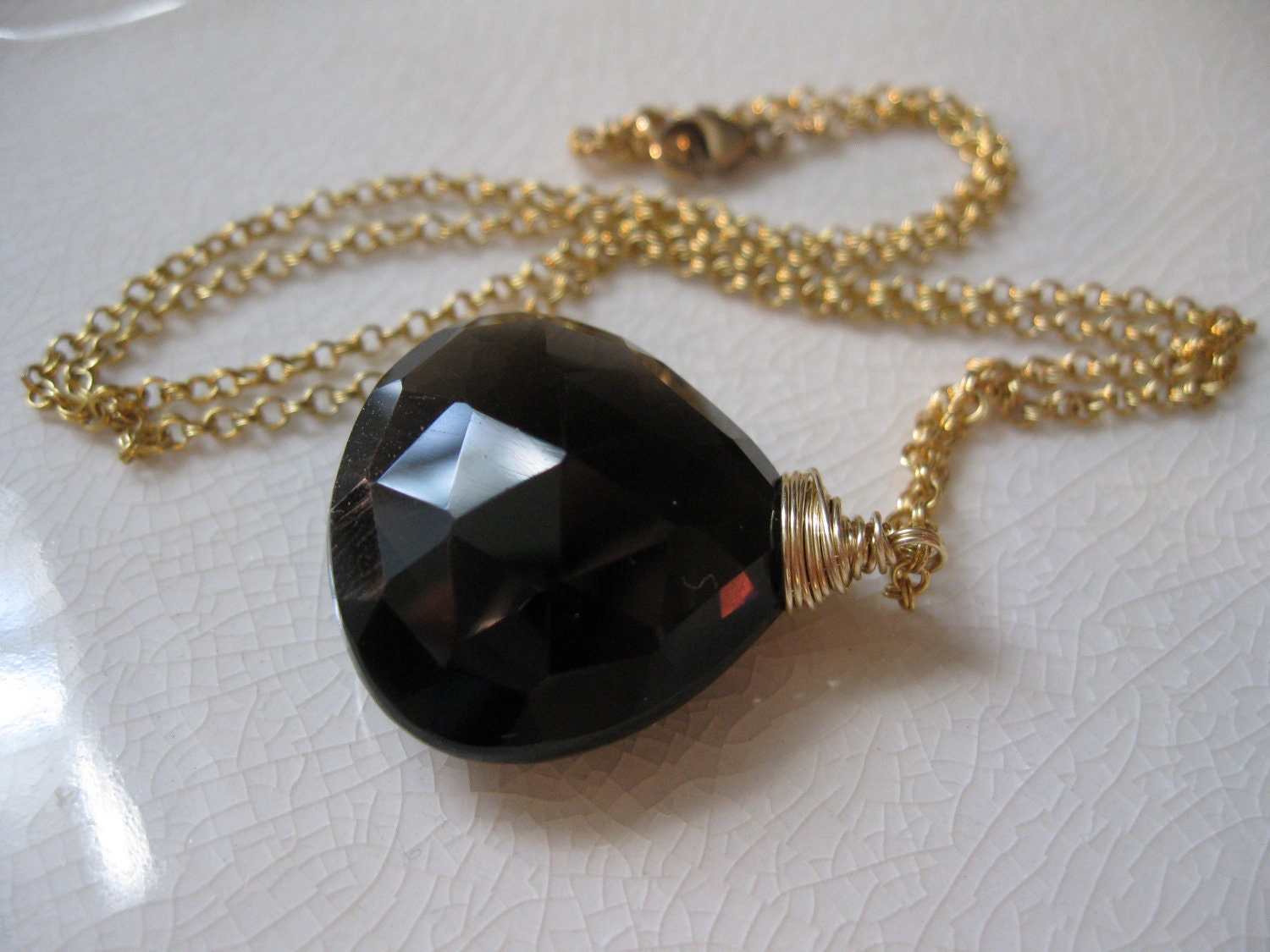 Smoky Quartz Necklace, Gold
