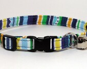 Cat Collar - Playful Blue stripes
