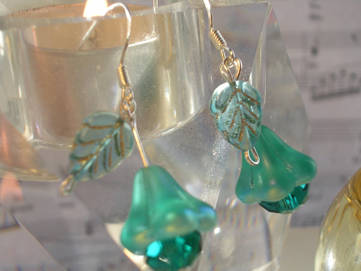 Handmade Turquoise Colored Flower Drops