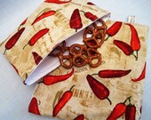 Chili Peppers Sandwich and Snack Bag Set of 2, Reusable