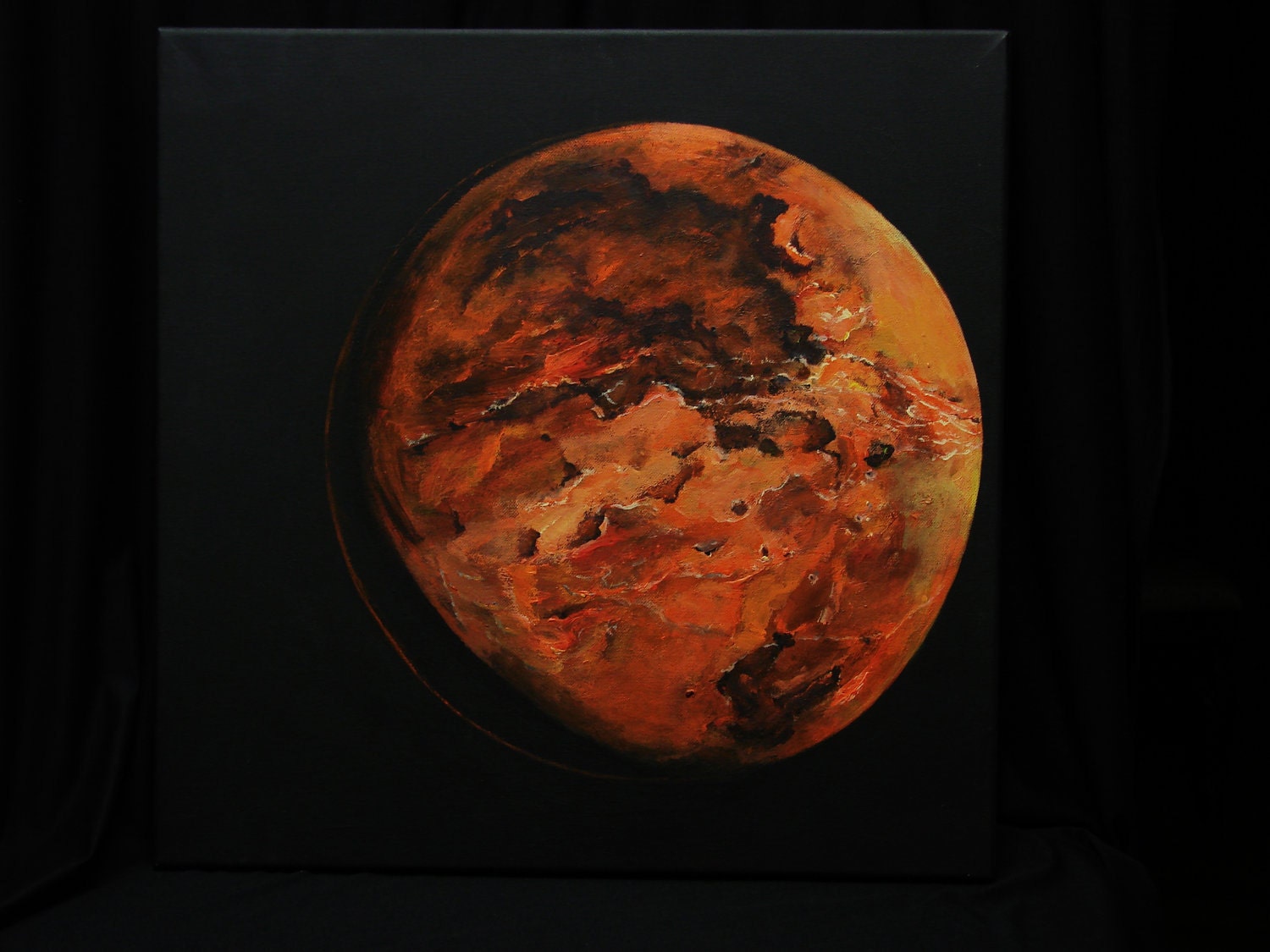 Painting of Planet Mars using acrylic medium