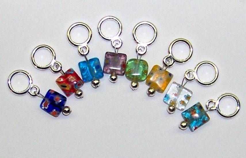 Stitch Markers SnagFree 2 Sets of Millefiori on Small Rings