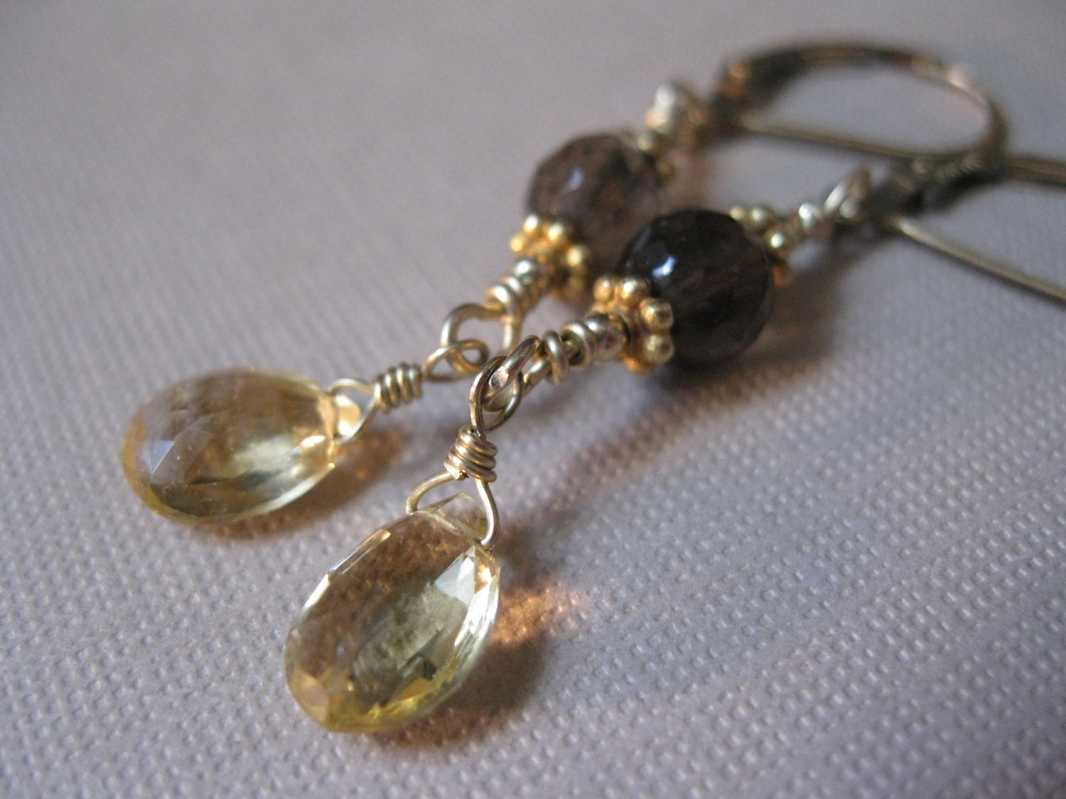 Citrine & Smoky Quartz Earrings