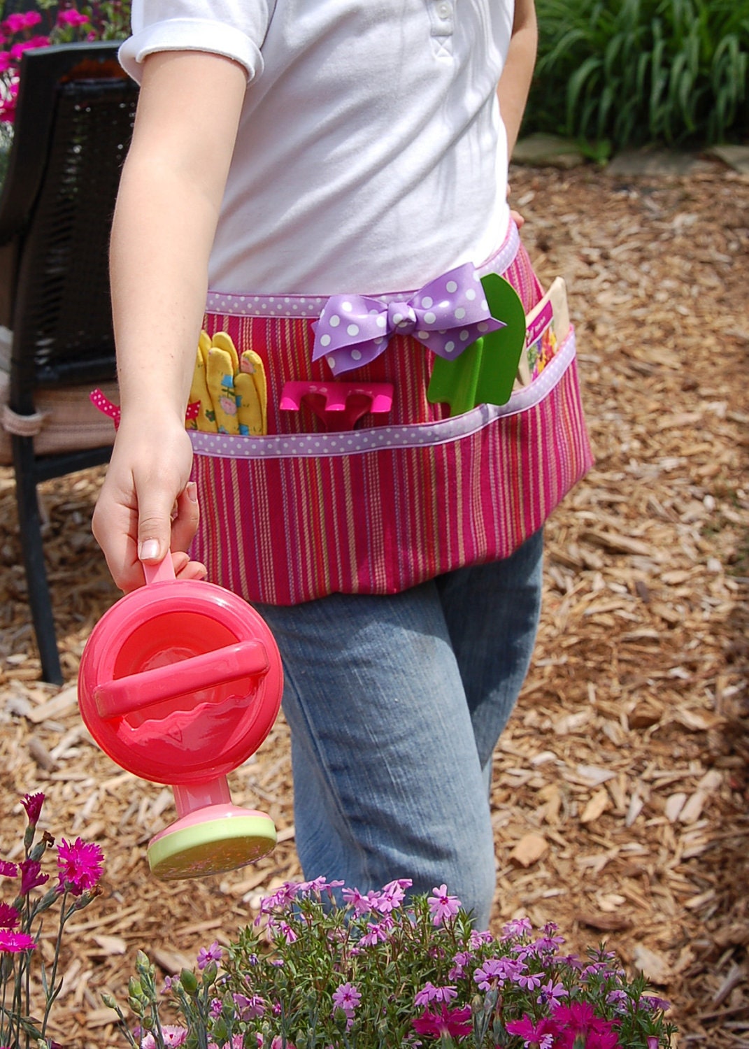 Pink and Purple Upcycled Gardeners Apron