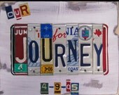 Our Journey - Funky Name Word Block Personalized with your Child's Name - Last Name - Wedding - Recycled Art Company - Vintage License Plate Sign Art