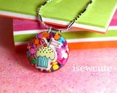 Gorgeous Kawaii Cute Cupcake with Real Sprinkles Candy Resin Button Pendant Necklace Handcrafted by isewcute